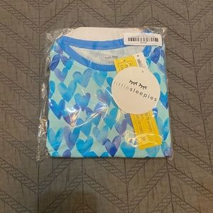 Little Sleepies NWT 9/10 Watercolor Hearts PJS